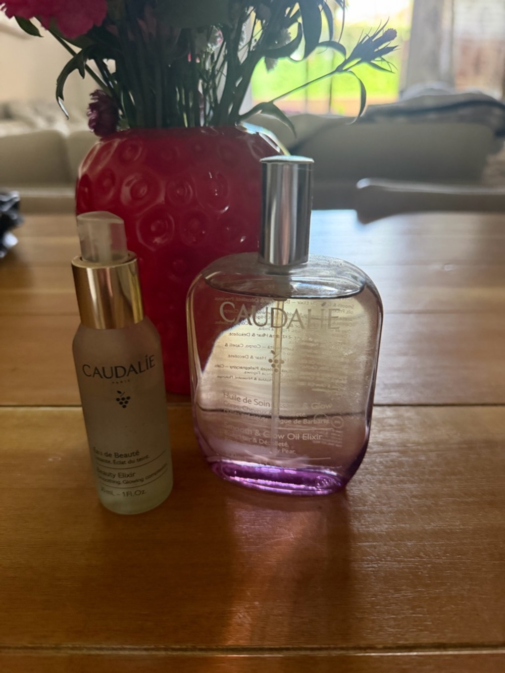 Caudalie Smooth and Glow Oil Elixir 3.3 oz and Beauty Elixir Spray 1 oz